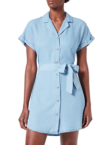 VERO MODA Damska koszulka Vmtara Ss Short Shirt Dress Ga Noos koszula, jasnoniebieski (light blue denim), L