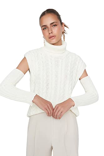 TRENDYOL Bluza damska Fisherman Collar Knitwear Sweater, ecru, S, écru, S