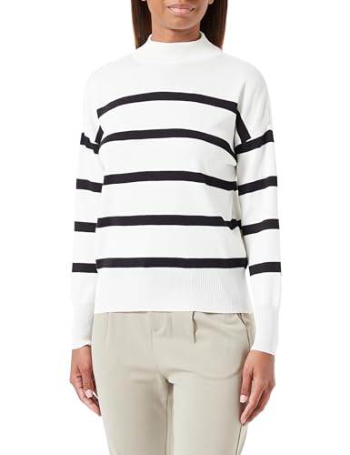 VILINA L/S Knit Top #6, Cloud Dancer/Stripes:black, M