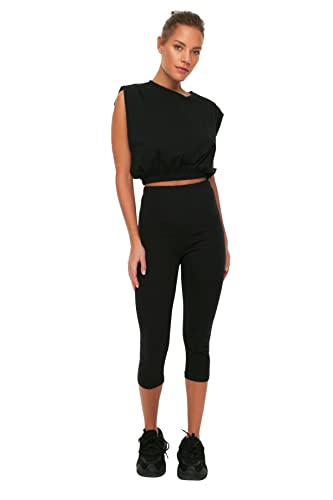 Trendyol Sportowe legginsy - brązowe - gładkie, Czarny, XS-S