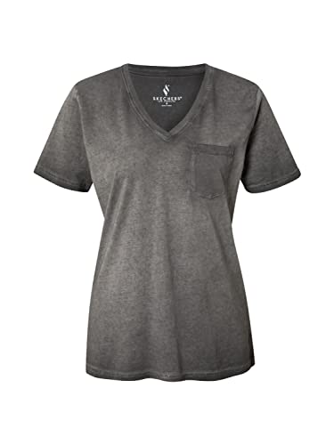 Skechers Damska koszulka z nadrukiem diamentowym Hatha Vneck Pocket Tee T-shirt, Pogrubiona, XXL