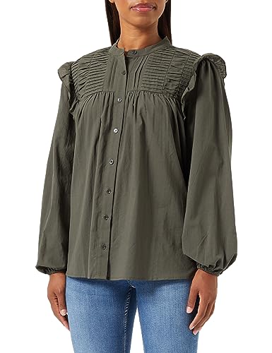 TILDEN Damska bluzka z długim rękawem 37330970, ciemnooliwkowa, XL, ciemnooliwkowy, XL