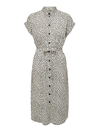 ONLY Damska ONLHANNOVER S/S Shirt Dress NOOS WVN sukienka, Cloud Dancer/AOP:Black Graphic DOT, 40, Cloud Dancer/Aop:black Graphic Dot, 40