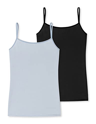 Schiesser 2 szt. top spaghetti Prosty Kobiety, czarny i niebieski, 48