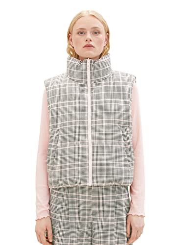 TOM TAILOR Denim Damska kamizelka bufor z funkcją dwustronną, 32456-Rose Grey Check, XS