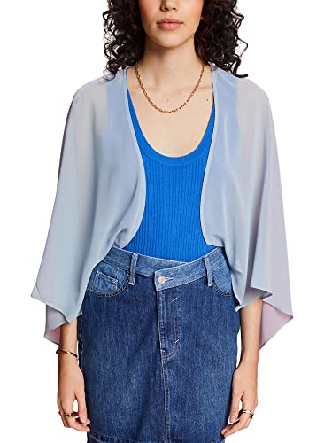 Esprit Collection Szyfonowy kardigan w stylu szalowym, Light Blue Lavender, L