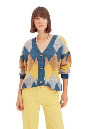 Trendyol Akrylowy kardigan - Granatowy - Regularny S Granatowy, granatowy, S