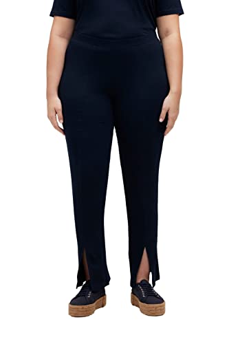 Ulla Popken Damskie legginsy Kick Flared w prążkowanym dżerseju ze spodniami, granatowe, 42/44, morski, 42-44