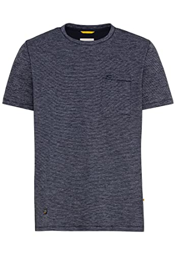 camel active Męski T-shirt z delikatnym wzorem w paski, niebieski, L