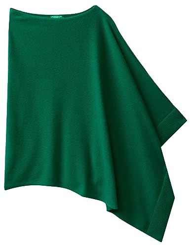United Colors of Benetton Ponczo i peleryny z dzianiny damskie, Zielony Las 1u3, rozmiar uniwersalny