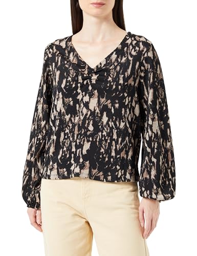 VICAIA LOA dekolt w serek L/S Top/SU, Czarny/Aop: loa, XL