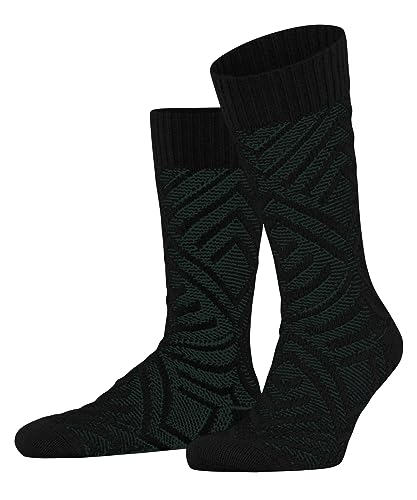 FALKE Męskie skarpety Loom Flair z bawełny, półwysokie, ze wzorem 1 para skarpet, czarne (Black 3000), 39-40