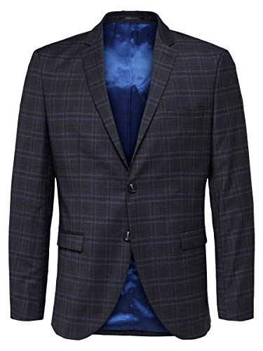 Selected Męska marynarka Slhslim-mylocreed granatowa kratka BLZ B Noos Blazer, Multicolour (Navy Blazer Navy Blazer), 52 PL