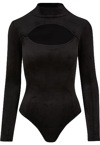 Urban Classics Damska koszulka damska Velvet Cut-Out Turtleneck Body T-Shirt, czarny, XXL