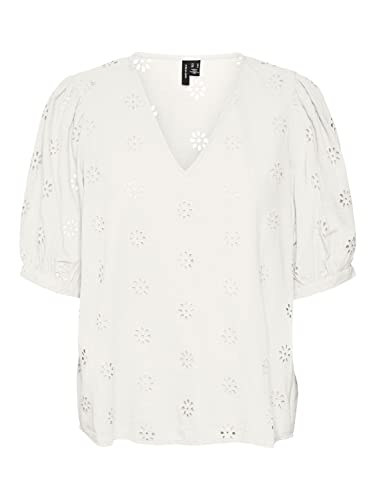 VERO MODA Women's VMMAJA 2/4 dekolt w serek WVN Top, śnieżna biel, XL, Snow White, XL