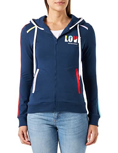 Love Moschino Damska bluza z kapturem zapinana na zamek, niebieski, 44