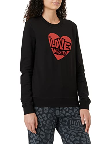 Love Moschino Damska bluza Slim Fit L z nadrukiem serca. Bluza, czarny, 38