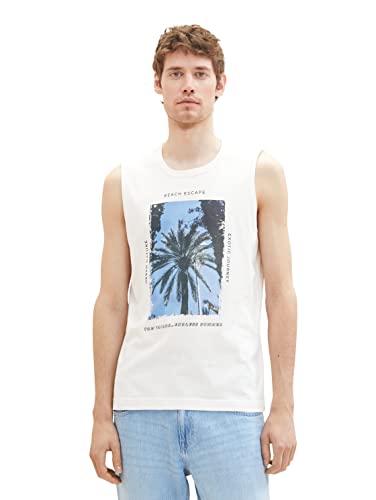 TOM TAILOR Męski 1036399 tank top, 10332-Off White, 3XL, 10332 – Off White, 3XL