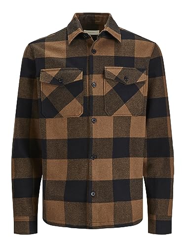 JACK & JONES Męska koszula Jprroy Check Overshirt L/S Sn na czas wolny, Elmwood/Checks:comfort fit, XL