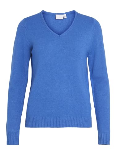 Vila Damski sweter Viril L/S z dekoltem w serek, lapis blue/szczegóły: ciemny melanż, S