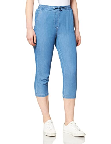 Damart - Damskie spodnie wsuwane w 100% bawełna - proste spodnie w stylu Chambray, świeży i lekki materiał, elastyczny pas, 2 kieszenie włoskie - można prać w pralce, niebieski (bleu chambray 08015),