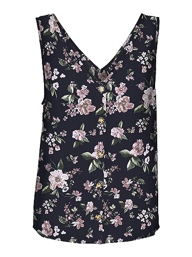 VERO MODA Women's VMBUMPY SL WVN NOOS Top, Navy Blazer/AOP: Big Flower, L, Granatowy blezer/aop: duży kwiat, L