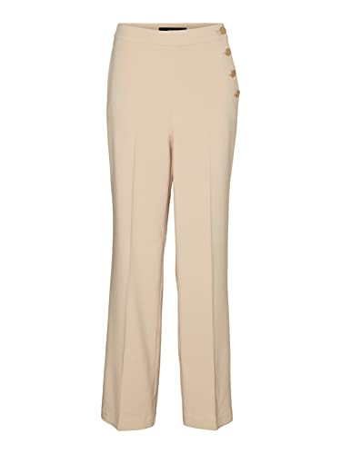 VERO MODA Spodnie damskie Vmpina Hw Pants TLR Btq, Irish Cream/Detail:gold Buttons, 30-32