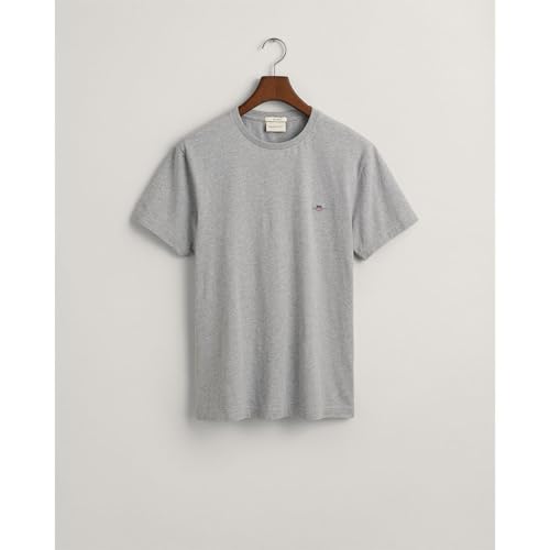 GANT Męski t-shirt Slim Shield SS, szary melanż, standardowy, szary melanż, 4XL
