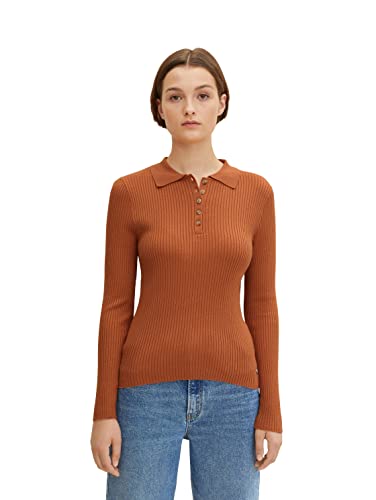 TOM TAILOR Denim Damski Sweter z kołnierzem 1033050, 30027 - Amber Orange, XS