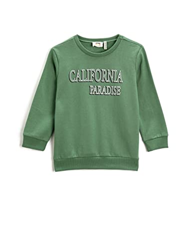 Koton Chłopięca bluza z nadrukiem California z długim rękawem Crew Neck Sweater, Sage (983), 4-5 lat