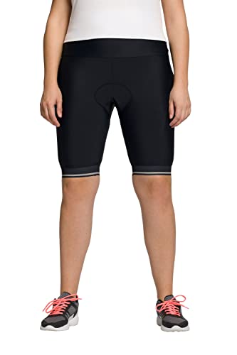 Ulla Popken Damskie legginsy do jazdy na rowerze, odblaski, wyściółki, spodnie stretchowe, czarne, 46/48