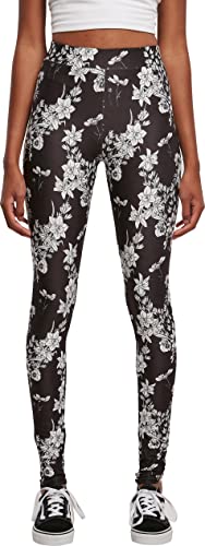 Urban Classics Damskie legginsy Soft Aop Yoga Pants, czarny kwiat, 3XL