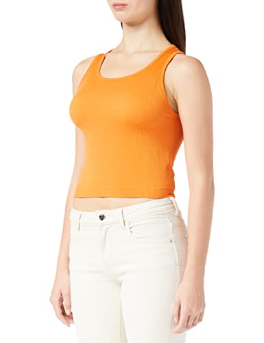 ONLY Women's ONLVICKY bezszwowy okrągły dekolt S/L Cropped Top, Burnt Orange, XS/S, Burnt Orange, XS-S