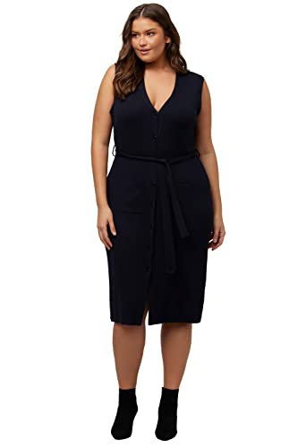 Ulla Popken Damska kamizelka dzianinowa długa kardigan, ciemny morski, 58-60