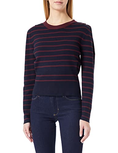 Morgan Sweter damski, Granatowy/czerwony aksamit, S