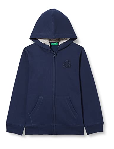 United Colors of Benetton Chłopięca bluza z kapturem z długim rękawem, Ciemnoniebieski 252, 122