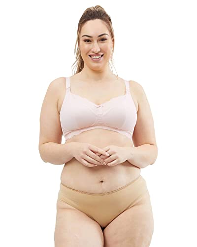 Cake Maternity Biustonosz do karmienia bez fiszbin, biustonosz ciążowy z miękkimi miseczkami, 42F UK/42G US, różowy, róża, 95F