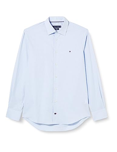 Tommy Hilfiger Męska sukienka koszulowa CL Stretch Mini Gingham RF, jasnoniebieska/biała, 16,5, Jasnoniebieski/biały