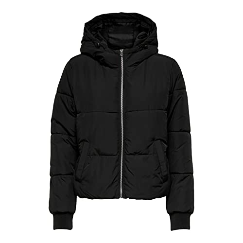 ONLY Damska kurtka JDYNEWERICA Short Hood Jacket OTW NOOS, czarna/szczegóły: srebrny zamek błyskawiczny, XXL