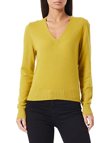 United Colors of Benetton Damski sweter dekolt w serek M/L 1067d400e, żółty 32 W, XL