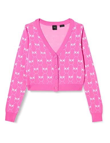 Pinko Damski kardigan CALMO żakardowy MONOGR Henley, YN1_Fuxia/ROSA, M, Yn1_fuxia/Rosa, M