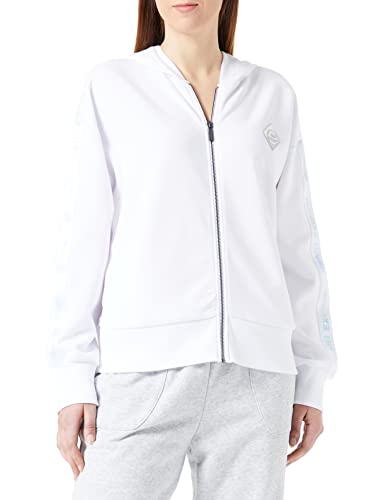 Armani Exchange Damska bluza z kapturem, zamek błyskawiczny, długie rękawy, bluza z kapturem, optical white, M