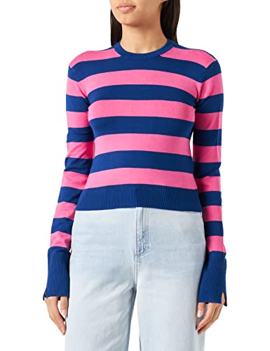 JACK & JONES Damski sweter JJXX JXVALENTINA LS Soft Cropped Knit, niebieski (Sodalite Blue/Stripes:/Carmine Rose, M