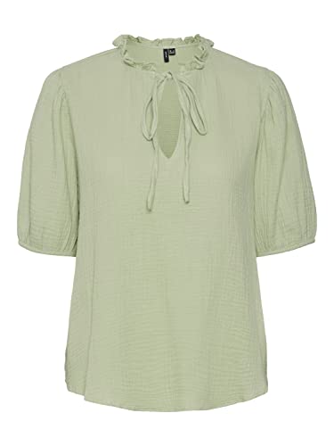 VERO MODA Women's VMNATALI NIA 2/4 Wide WVN Top, Reseda, L, Reseda, L