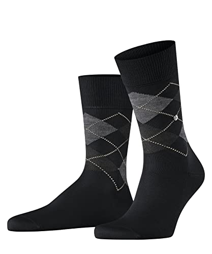 Burlington Mężczyźni Skarpety Manchester M SO Organiczna Bawełna z wzorem 1 Para, Czarny (Black 3000), 46-50