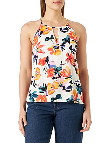 ONLY Women's ONLALMA Life VIS S/L Keyhole Top, Tofu/AOP: Tofu AOP Fleur, 38