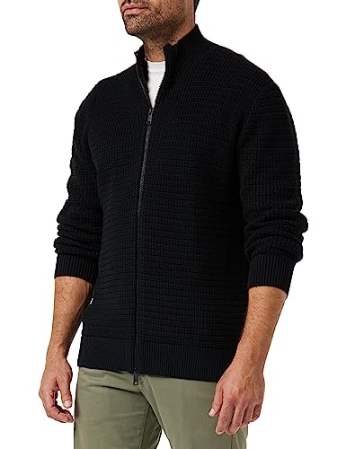 Armani Exchange Męski sweter z długim rękawem, podwójny zamek, bawełniany kardigan, czarny, L