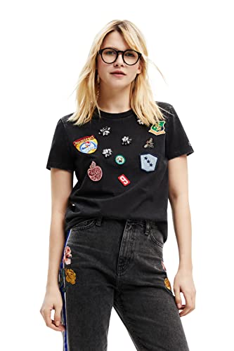 Desigual Damska koszulka z krótkim rękawem, czarny, XL
