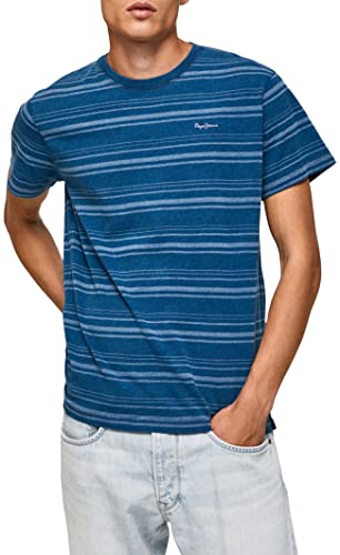 Pepe Jeans Koszulka męska Ries, Niebieski (indygo), XS