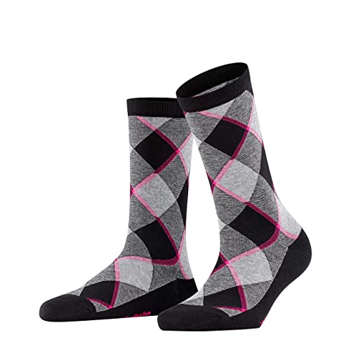 Burlington Westminster skarpety damskie bawełna biały czarny plus wzmocnione kolory wzór fantazyjny jeden rozmiar pomysł na prezent 1 para, Czarny (Black 3000), 36-41 EU